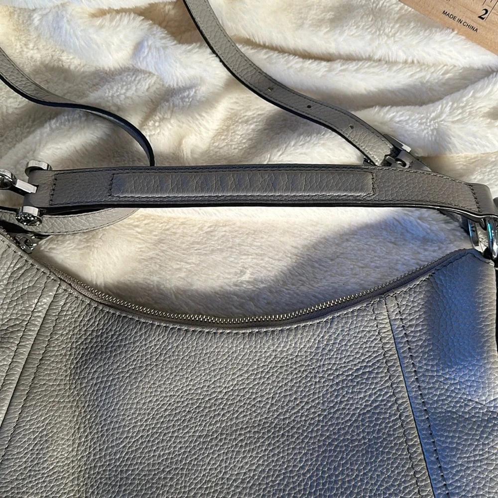 ✨ Michael Kors Julia Gray Pebbled Leather Convertible Shoulder Bag Hobo EUC